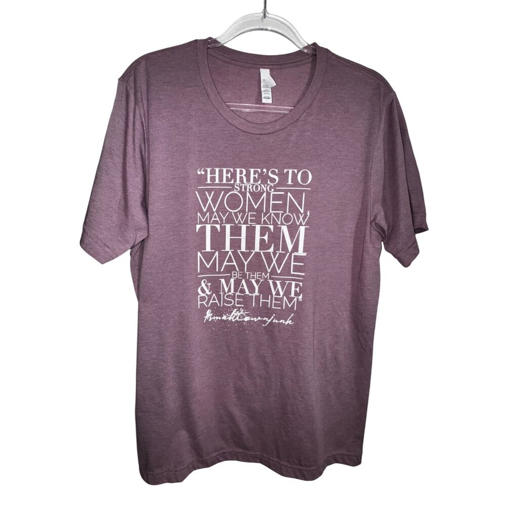 Bella+Canvas Womens Graphic Tee "Here's To Strong Women" Large Purple White Cute